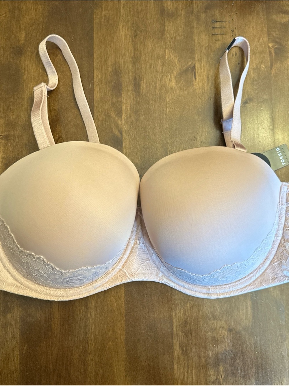 Torrid 38DDD Bra Beige Underwire Removeable Straps Push Up Lace